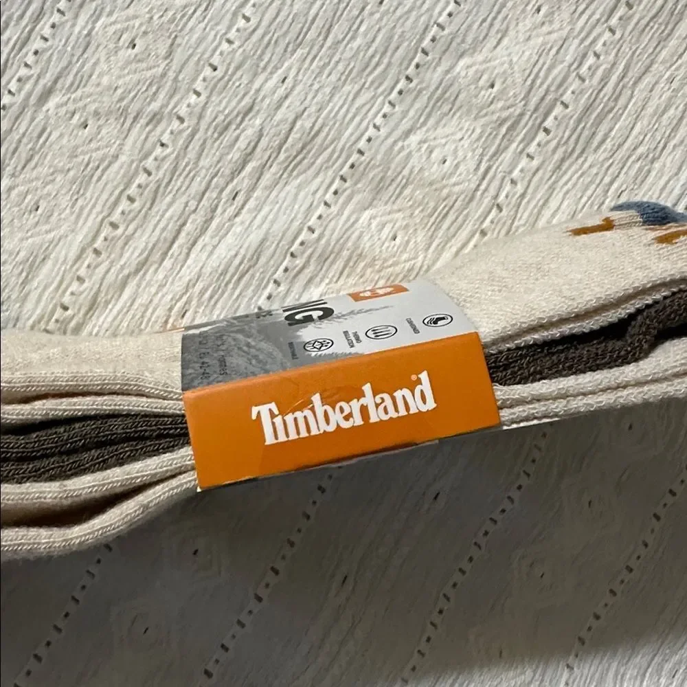 Timberland L Men’s Wool Blend Ivory Brown Basic Hiking Shortie Crew Socks 3-Pk